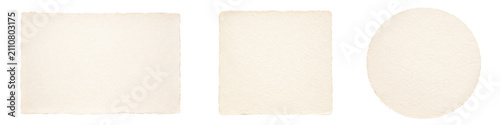 Foto Handmade paper cards set isolated PNG, blank deckle edge paper sheets in rectang