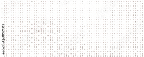 Bw seamless binary code bg with irregular pattern and gaps. Texture with 1 and 0. Digital system language. Abstract coding background on computer