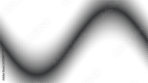 Foto Black and white halftone wave pattern with a smooth flowing gradient, featuring
