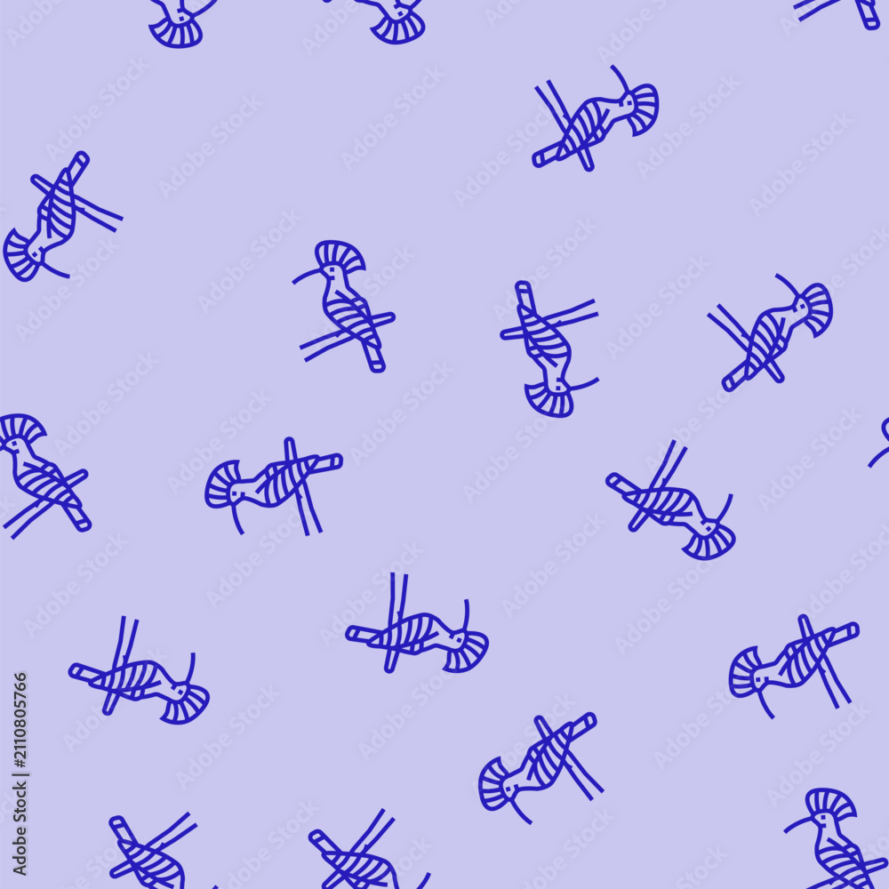 Fototapeta premium hoopoe bird exotic vector line seamless pattern hoopoe bird exotic sign illustration