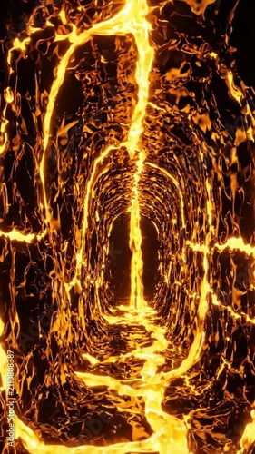 Abstract Glowing Molten Lava Tunnel Background
