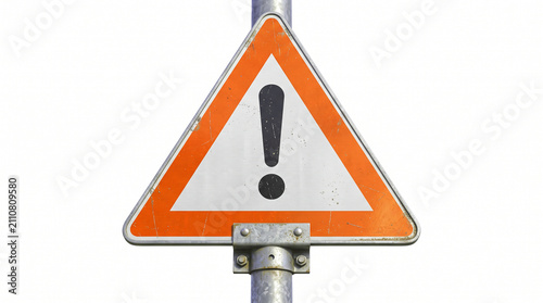 warning triangle signRed warning sign displaying exclamation mark on white