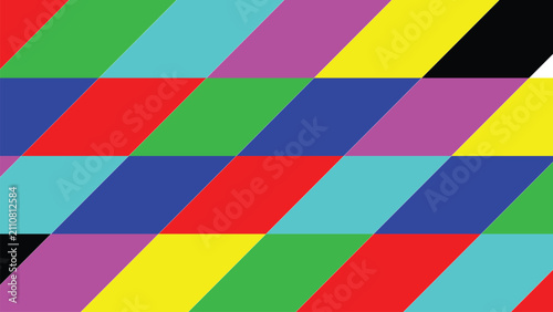 Abstract Colorful Geometric Pattern with Diagonal Stripes and Bold Vibrant Shapes
