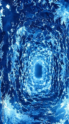 Abstract Frozen Ice Tunnel Background