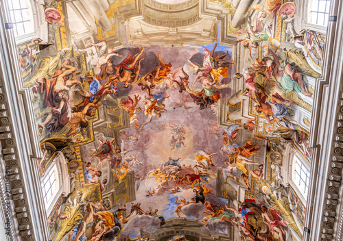 Photography Sant Ignazio church ceiling frescoe, Rome, Italy