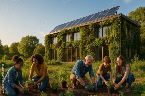 Sustainable Green Building with Living Walls and Community