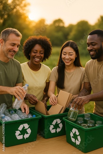 Golden Hour Hands Sorting Recyclables