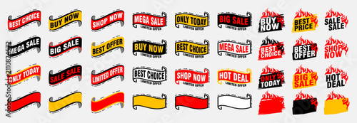 Collection of brush stroke sale, stickers and tags banners, sales label collection suitable for design promotion media
