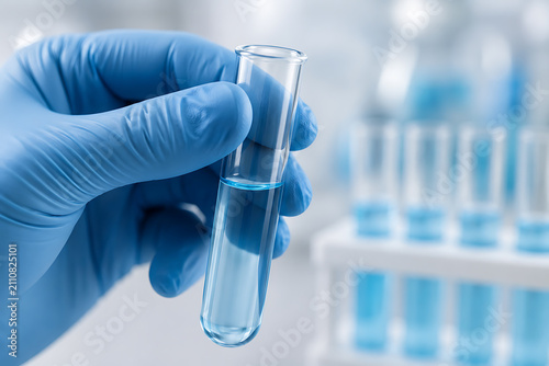 Close Up of Laboratory Technician Holding Blood Sample Test Tube