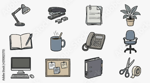 Office Essentials Workspace Icons.