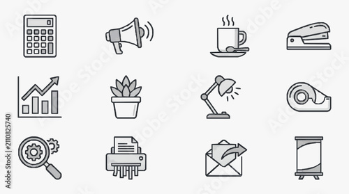 Office Productivity Icons Set.
