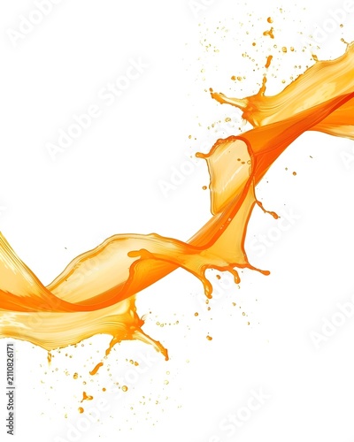 orange splash flowing ribbon isolated on white background