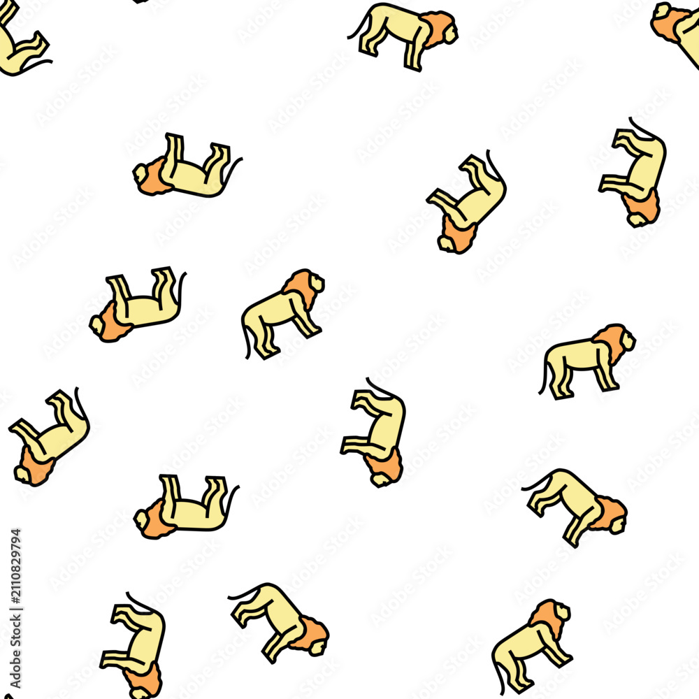 Fototapeta premium lion animal in zoo vector seamless pattern lion animal in zoo sign illustration