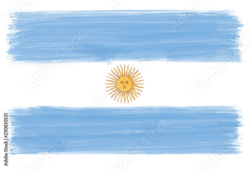 Artistic ink brushstroke painting of the Argentina flag featuring vibrant colors, textured splashes, and expressive contemporary style