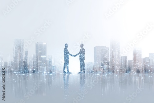 Business Partners Handshake Cityscape Digital Concept