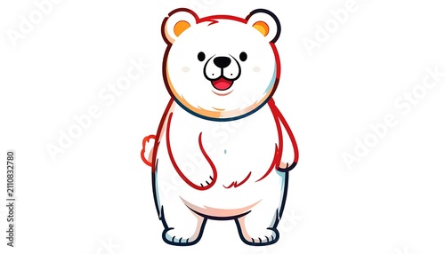 Cartoon pig wearing red bow tie and smiling.