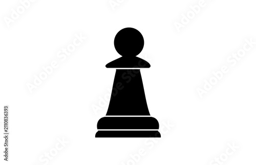 Black Chess Pawn Icon On White Background Symbolizing Strategy, Game Piece And Competition