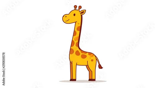 Obraz Cartoon giraffe standing on hind legs.