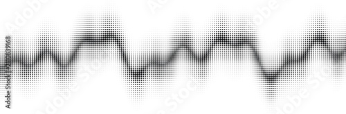 Obraz na płótnie Complex audio wave pattern formed by black halftone dots on a white background,