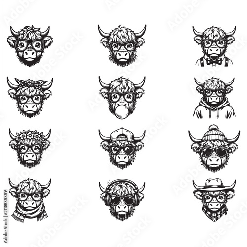 Highland Cow SVG Bundle Funny Highland Cow Faces