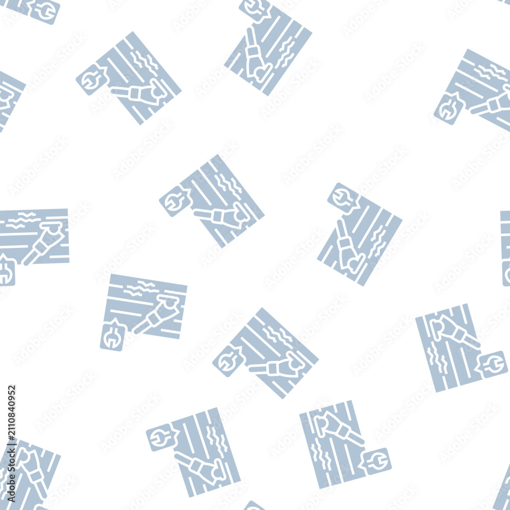 Obraz premium wood floor scratch repair vector glyph seamless pattern wood floor scratch repair sign illustration