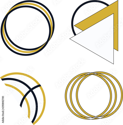 Luxury Gold and Black Geometric Abstract Shapes Collection with Minimal Modern Vector Design
