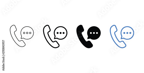 Tableau sur toile Telephone handset and speech bubble icons in four different styles with customer