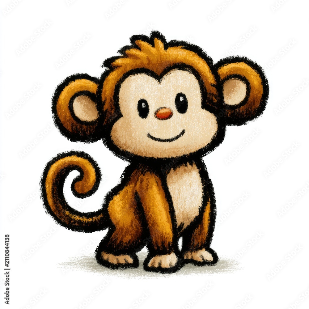 Fototapeta premium Cute monkey doodle illustration
