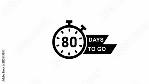 Obraz na płótnie Stopwatch icon displaying eighty days to go with a ribbon banner timer countdown