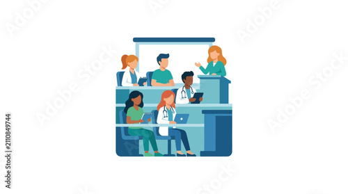 Принти на полотні Medical Students Attending Lecture in Classroom