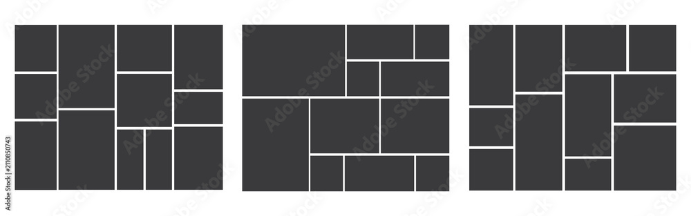 Fototapeta premium ollage of picture frame templates, vector images album background. Photo mosaic collage for photography montage with square and circle picture frames for gallery and photoalbum layout