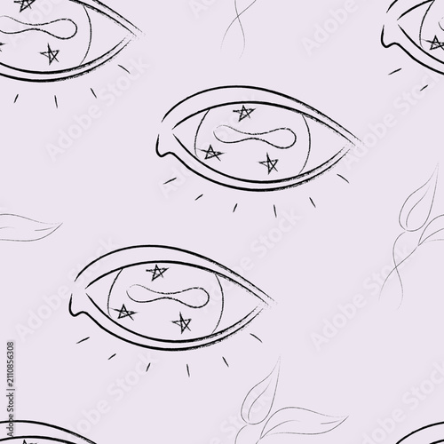 Mystical Eye Seamless Pattern Vector Illustration
