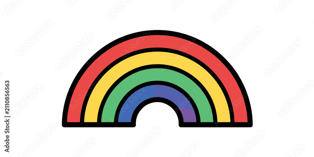 Obraz premium Vibrant seven color rainbow arch on white background
