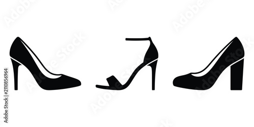 High heel shoe icon silhouette vector illustration isolated design