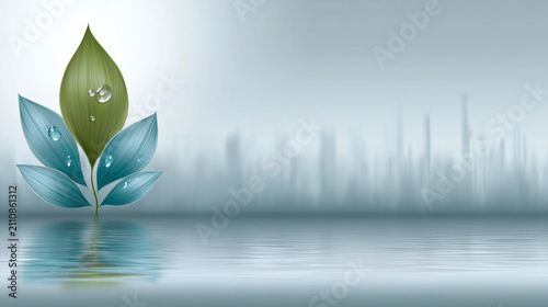 Fondo planta verde y azul