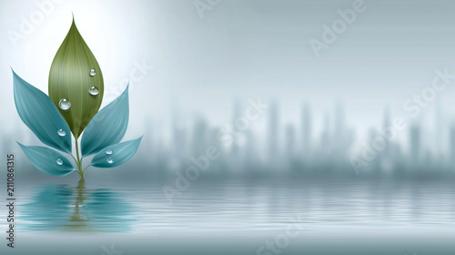 Fondo planta verde y azul