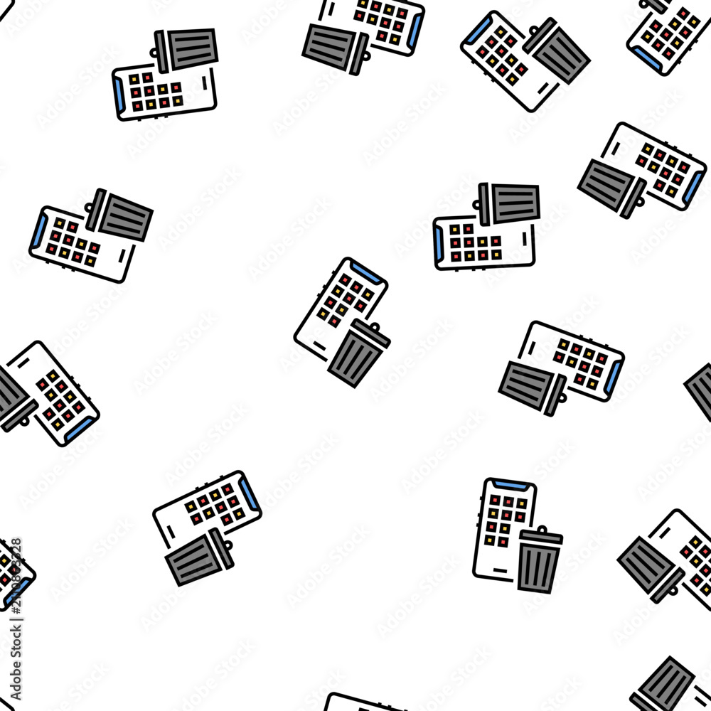 Fototapeta premium mobile phone trash bin vector seamless pattern mobile phone trash bin sign illustration