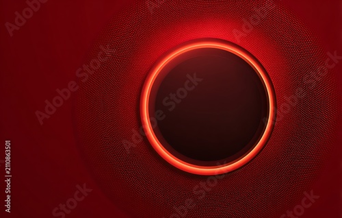 Abstract Dark Red Circular Frame With Intricate Radiant Lines And Glowing Center For Modern Design