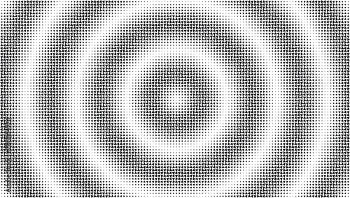 Quadro su tela Concentric circular halftone pattern with alternating rings of black triangles o