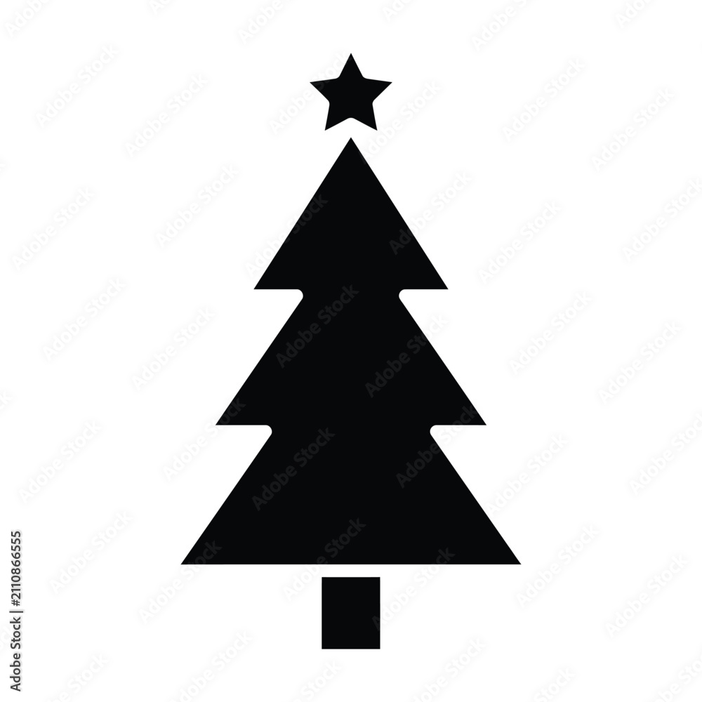 Obraz premium Minimalist black christmas tree with star