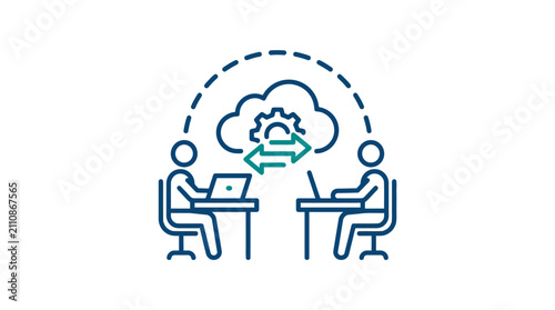 Remote collaboration icon design representing digital teamwork and online business communication