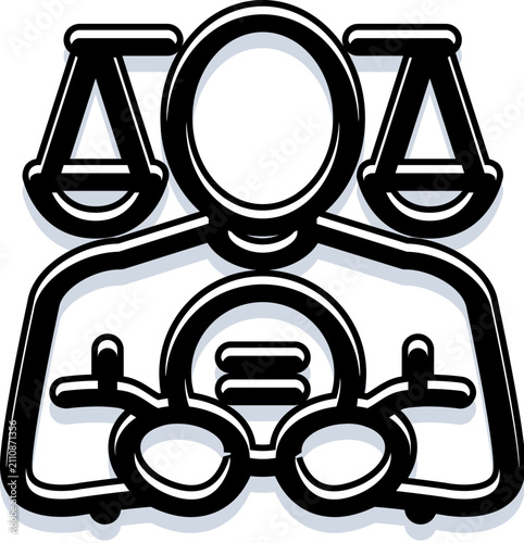 Bild auf Leinwand Icon depicting a figure representing justice and fairness, balancing legal princ