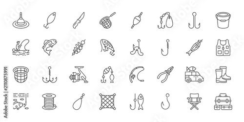 Foto Fishing Equipment icons in line design