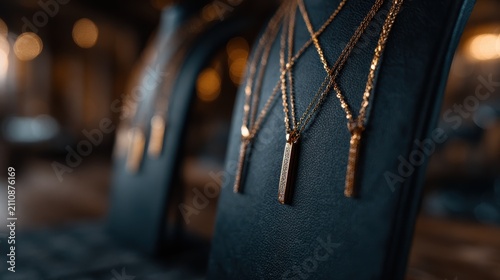 A close-up display of intricate gold chains resting on a plush surface, showcasing the craftsmanship and elegance of fine jewelry in a luxurious setting.