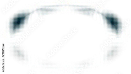 Schilderij op canvas Dark blue halftone oval shape with gradient dots on a white background, abstract