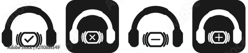 Fotografía Headset icon set with minus sign isolated on white background customer service m