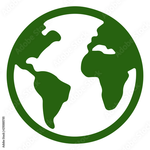Green Planet Earth Globe Icon – Minimalist Eco Friendly World Vector Graphic
