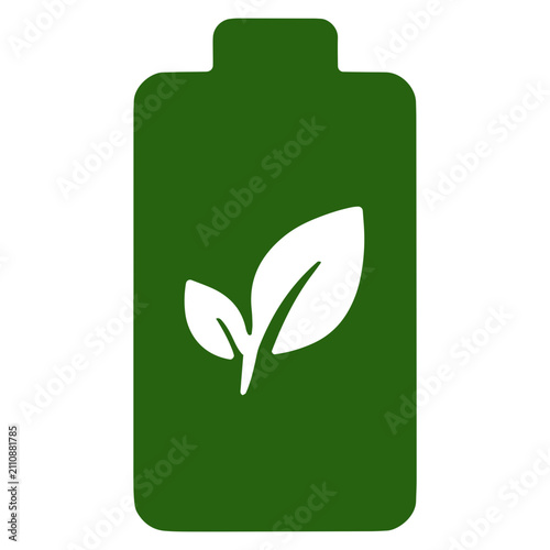 Green Eco Battery with Leaf Icon Renewable Energy and Sustainable Power Vector Illustration