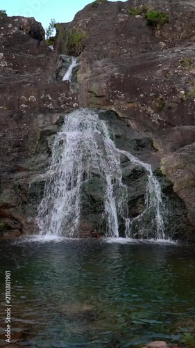 Meeting of the three waters. Waterfall in glen coe Scottish Highlands.