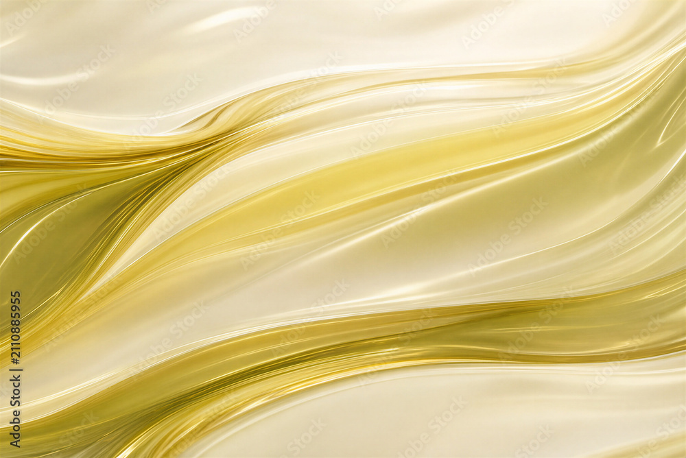 Fototapeta premium Liquid gold silk fabric texture, elegant flowing cream waves background, luxurious satin material ripples, abstract glossy metallic textile surface